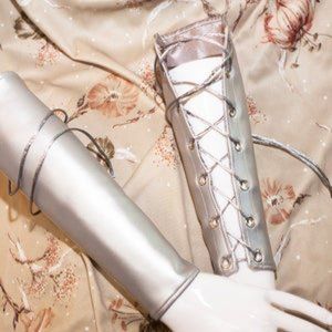 Silver Bracers Medieval Larp Cosplay Laced Cuffs